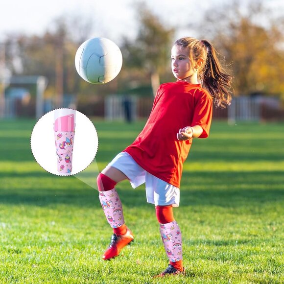 Croloose Kids Soccer Shin Guard Socks 4 Pairs Non-Slip Protective Gear Small - Picture 3 of 7